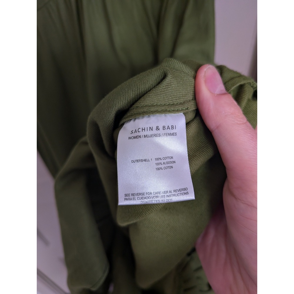 Sachin & Babi Cotton Tiered Flutter Sleeve Midi Dress Green Size 8 Anthropologie - Picture 5 of 10